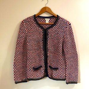 Oscar de la Renta silk embellished hand knit jacket